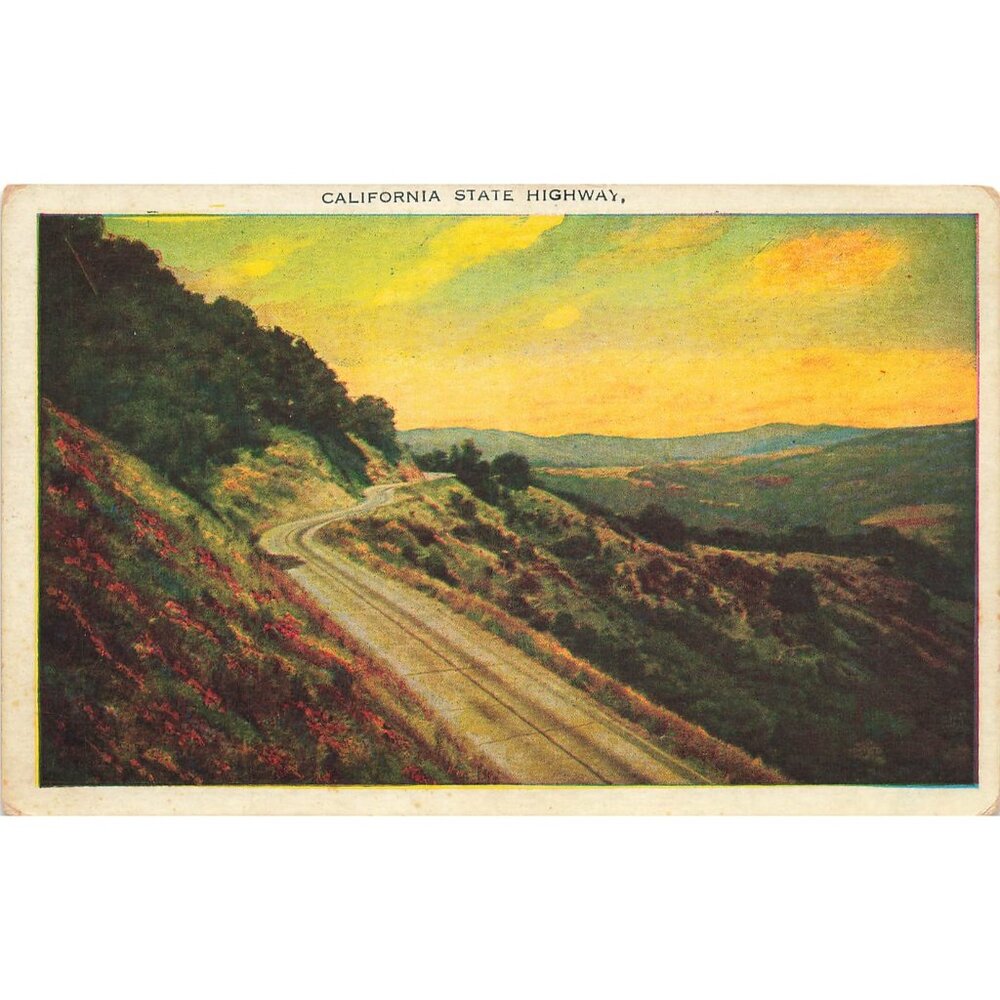 Postcard California State Highway Vintage White Border Unposted 1917-1929